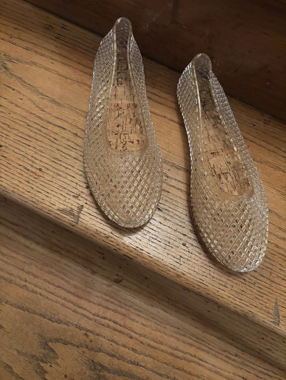 Nicole Miller Clear Crystal Lattice Jelly Flats